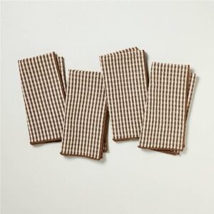 Set of 4 Serged Edge Gingham Cloth Napkins Brown - Hearth & Hand™ with Magnolia